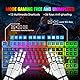Kabellose Gaming-Tastatur und Maus, 87 Tasten, Regenbogen-LED-Hintergrundbeleuchtung, wiederaufladbar, 3800 mAh Akku, mechanisches Gefühl, Anti-Ghosting, ergonomisch, wasserdicht, RGB-Maus (schwarz)
