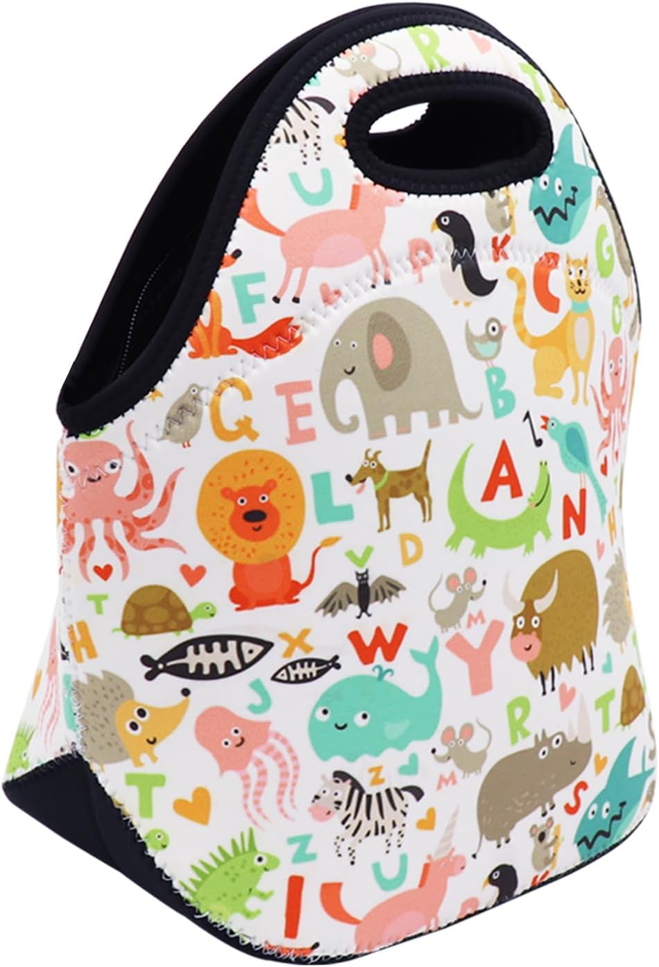 Neoprene Lunch Bag for Kids, Insulated Lunch Box Tote for Women Men Adult Teens Boys Teenage Girls Toddlers (Alphabet Animals) - Image 2