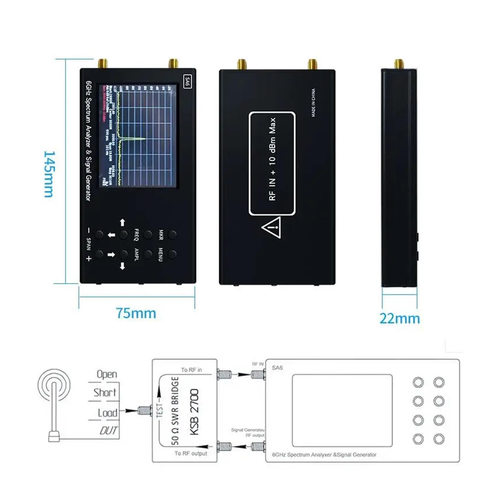SA6 6GHz Portable Spectrum Analyzer Signal Genertor 3G 4G LTE CDMA DCS GSM GPRS