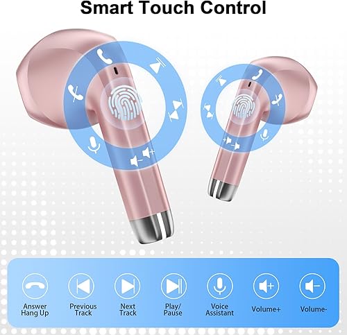 Miniatura 6 de Auriculares inalámbricos, auriculares Bluetooth 5.4 HiFi estéreo, micrófono con cancelación de ruido ENC, auriculares inalámbricos con pantalla LED