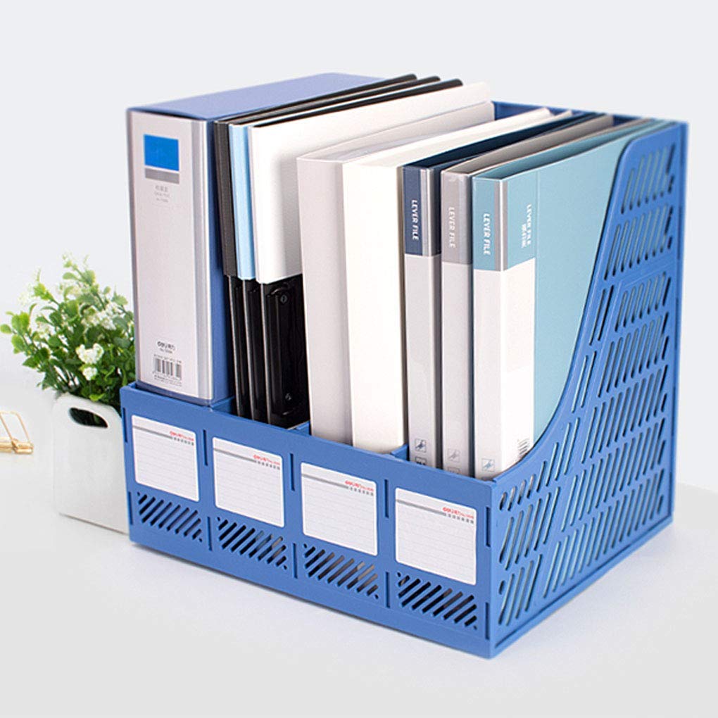 FASTUNBOX (LABEL) Desk 4 Section File Document Organizer for Paper, Stationery, Magazine, Newspaper, Mail, Sundries File Storage Rack for Desk Office School Supplies Table Accessories 2