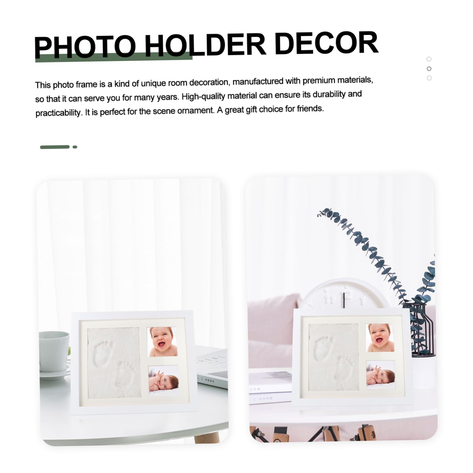 ORFOFE Marco de Fotos DIY de Madera Huella de Mano y 3 Compartimentos