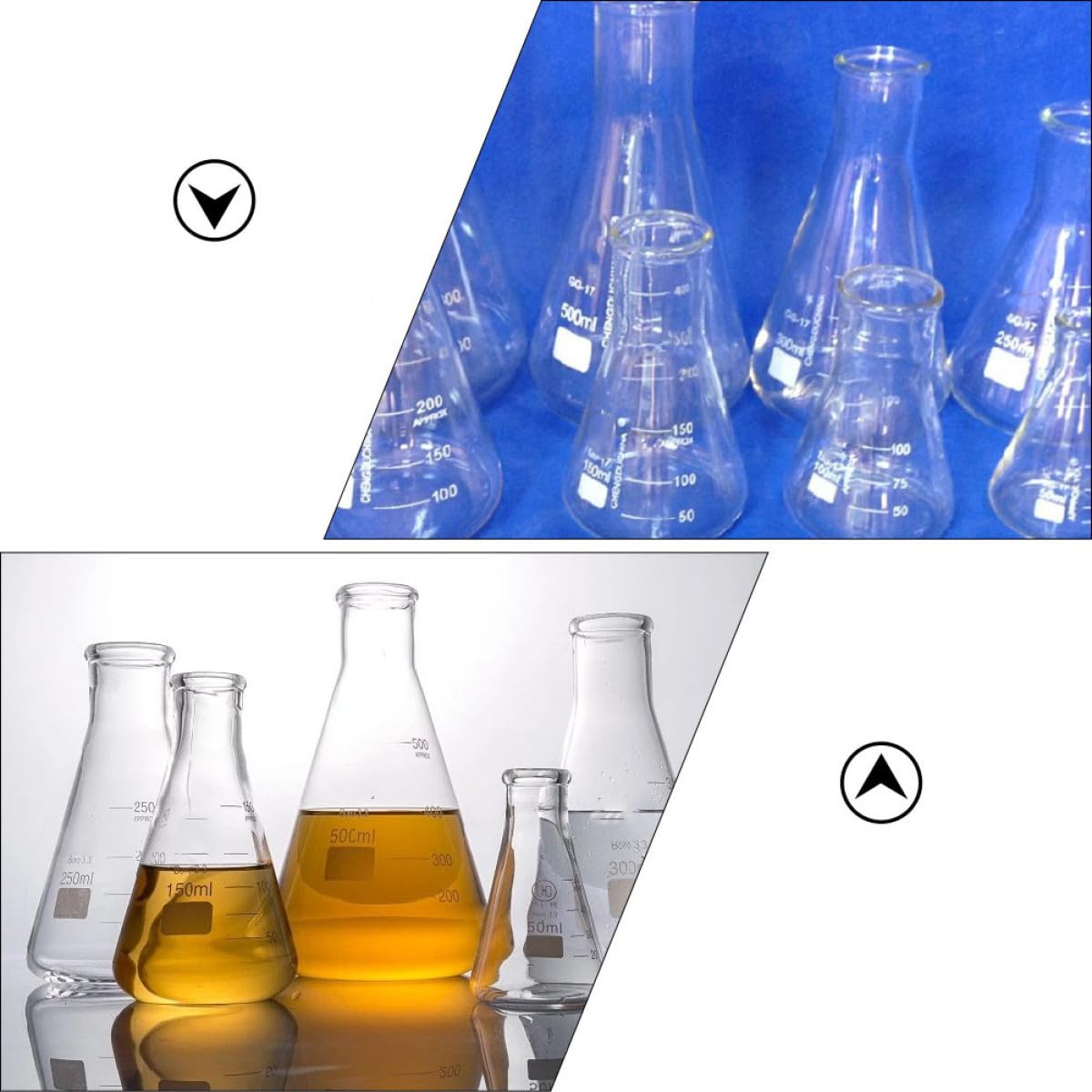 Healvian 3 Piezas Matraz Erlenmeyer macetas de muestras matraces erlenmeyer de laboratorio alto frasco de vidrio para estudiantes suministros de laboratorio triángulo cubilete
