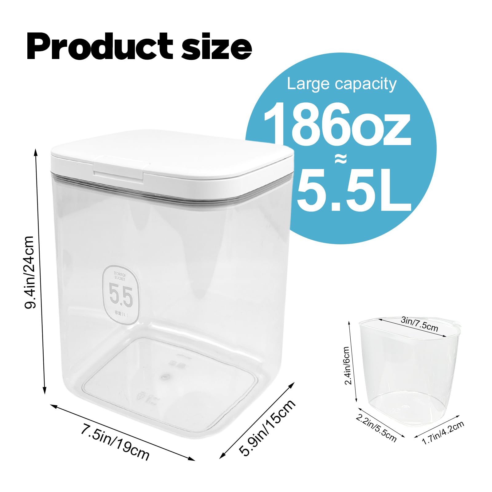 5.5L Laundry Detergent Dispenser with One-Press Lid, Laundry Powder Container for Organization and Storage - Pod And Airtight Dishwasher Pod Holder