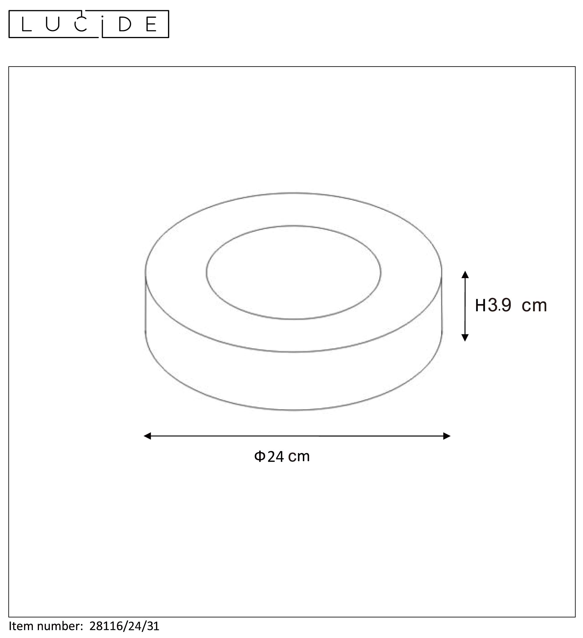 LUCIDE BRICE-LED - Lámpara de techo Baño - Ø 24 cm - LED Regul. - 1x15W 3000K - IP44 - Blanco