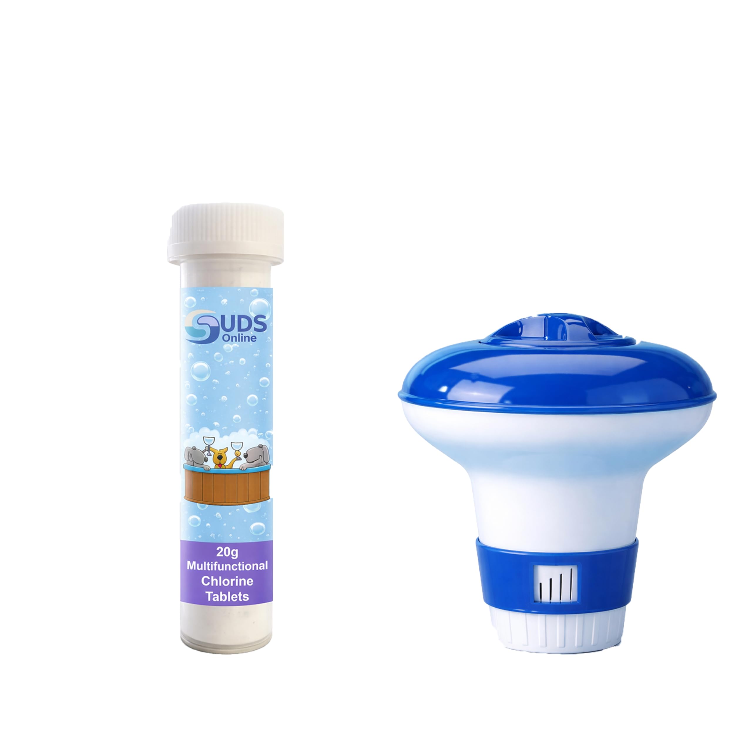 Suds-Online Floating Dispenser + 10 Ultimate Chlorine Tablets 20G Hot Tub Swimming Tablet
