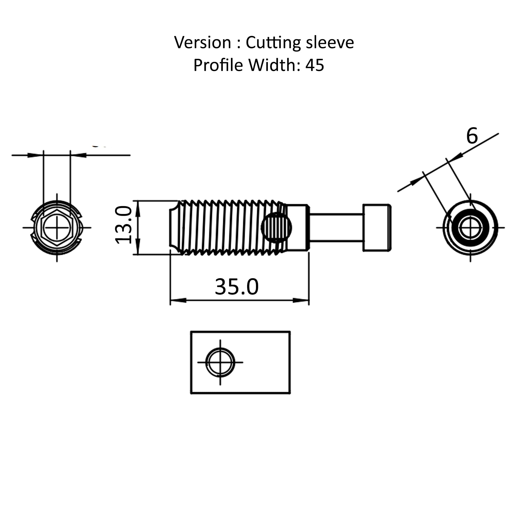 100 manguitos de corte, conector automático, D13 x 35, acero
