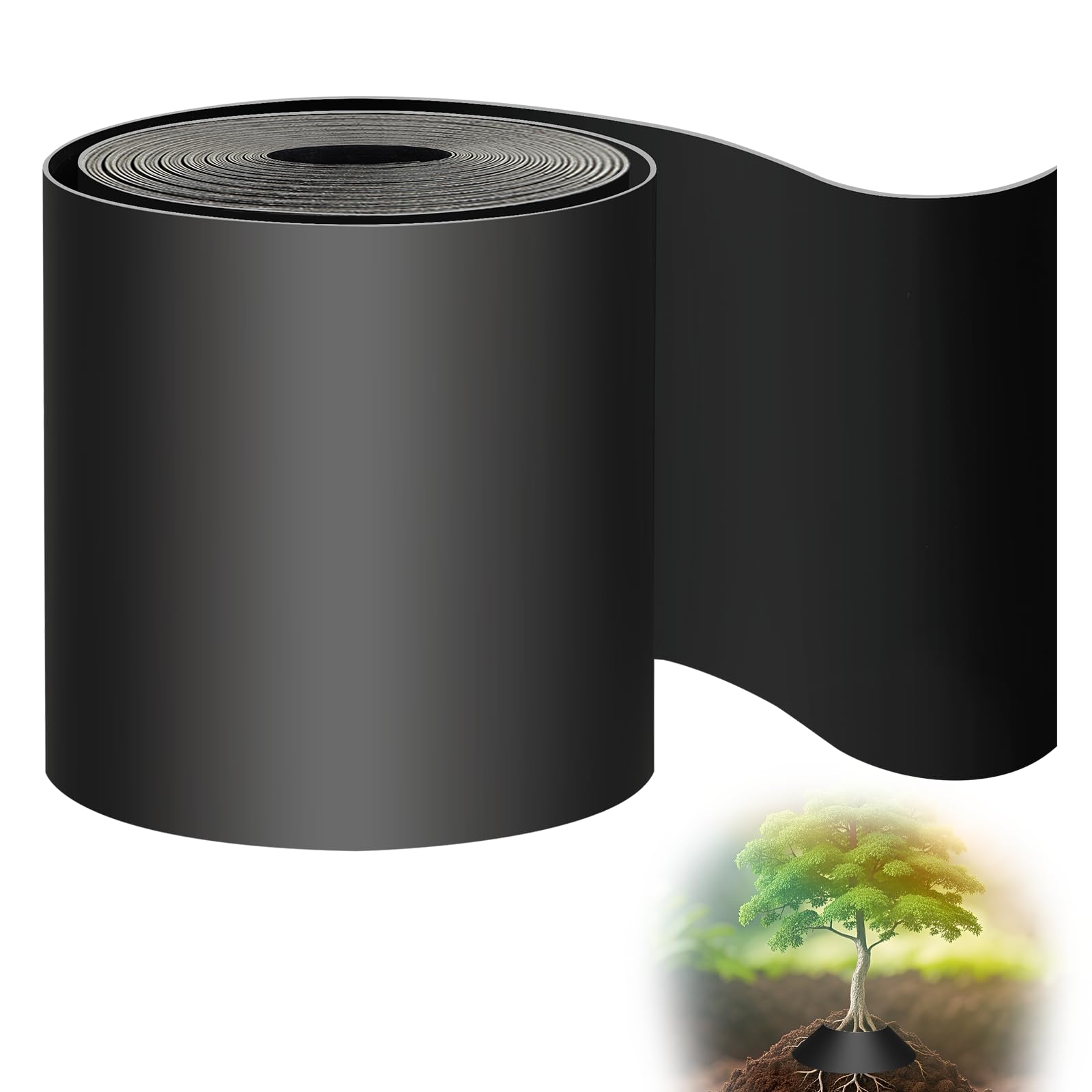 5'' Depth 120 ft Grass Weed Tree Root Barrier Garden Landscape Edging Coil Heavy Duty Garden Lawn Yard Edging Playground Border for Sidewalks Roads Driveways Backyard Path