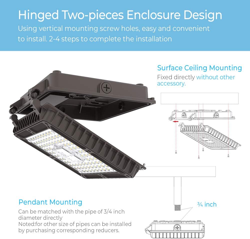 HYPERLITE LED Canopy Light 45W,LED Canopy Lights 5840LM 4000K Warm Lighting,UL Certified Commercial Canopy Light for Workshop,Garage,Carport,Shop,Barn,Walkway,Building Entrance