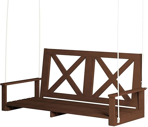 CECER Columpio de porche al aire libre de 2 plazas, columpios de jardín para adultos con diseño de respaldo curvo, columpio de porche para patio,