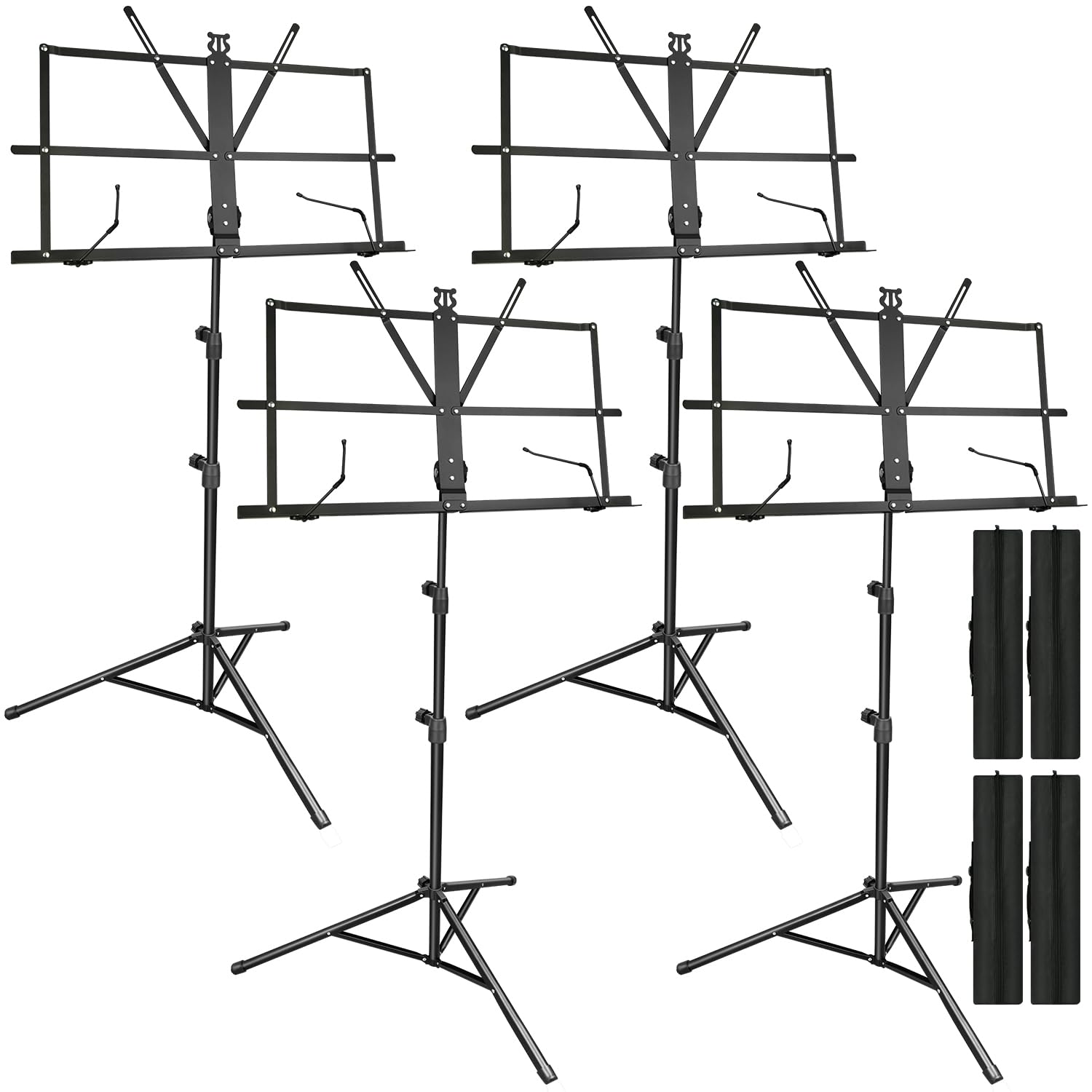DkOvn Lot de 4 pupitres portables, avec support à clip et sac de transport