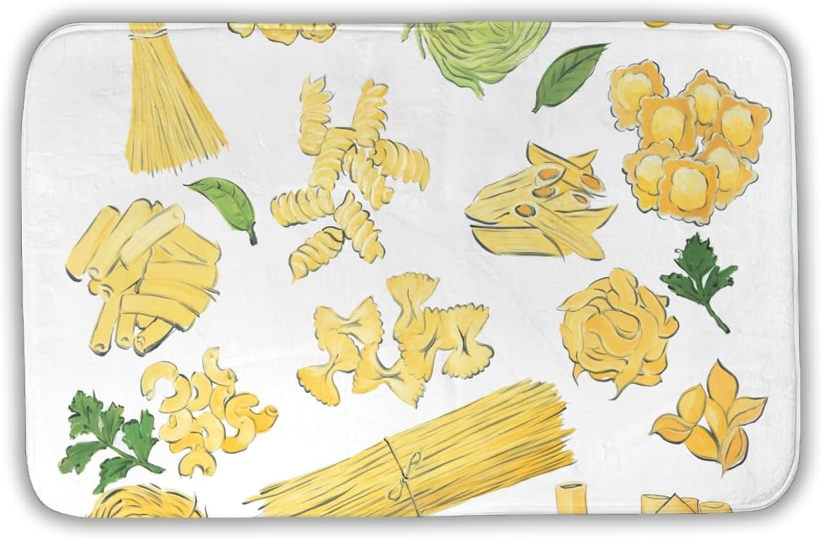 Begin Home Decor C1BM2134PM22MM 21 x 34 in. Various Kind of Pasta - Yellow Gastronomy Bath Mat - Home Decor