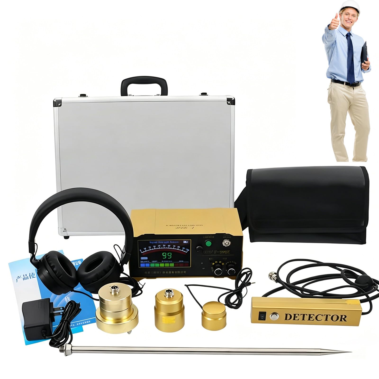 CLEASEBILY F999E Leak Detector & Water Sensors – High Sensitivity, 4 Gears Adjustable Frequency, Digital Display, for Residential & Public Facilities