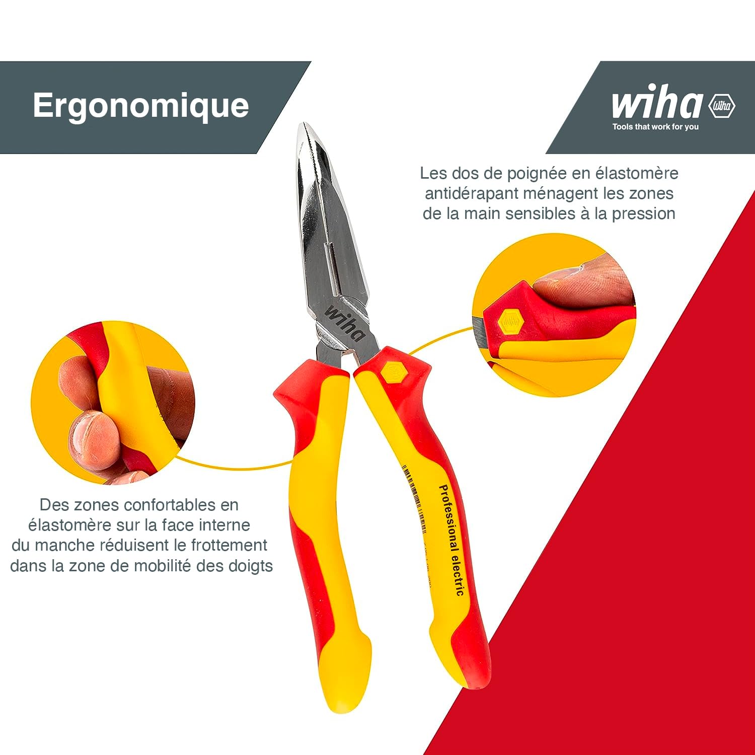 WIHA 27425 - Alicates de boca semi-redonda Professional electric Z 05 1 06 200 mm SB Professional electric Cod. Z05120006SB