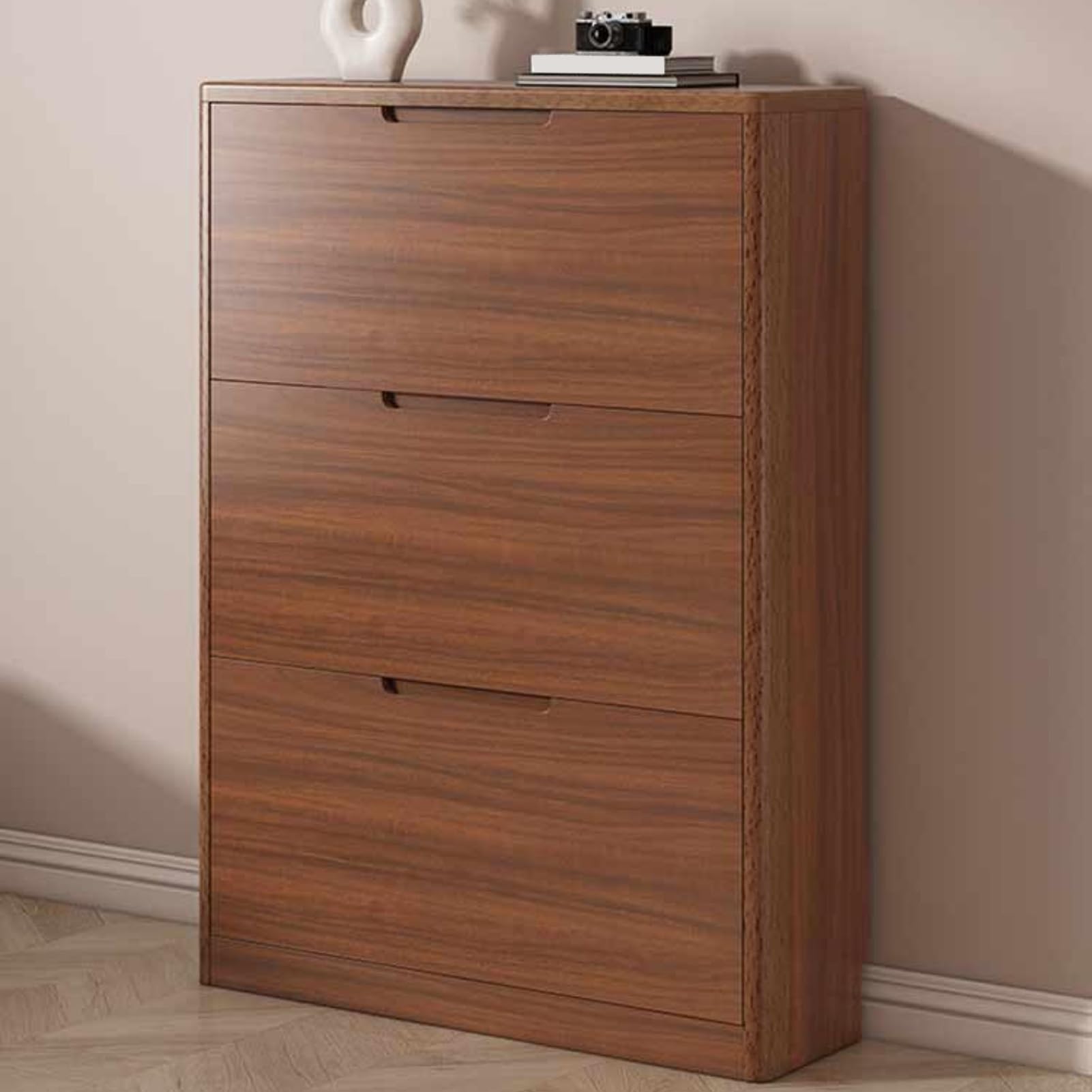 Mueble Zapatero Zapatero 3 Puertas Estante Alto Y Estrecho para Zapatos Que Ahorra Espacio Ahorro De Espacio para Entrada Salón Dormitorios (111 x 100 x 17 cm/43,7 x 39,4 x 6,7 in)