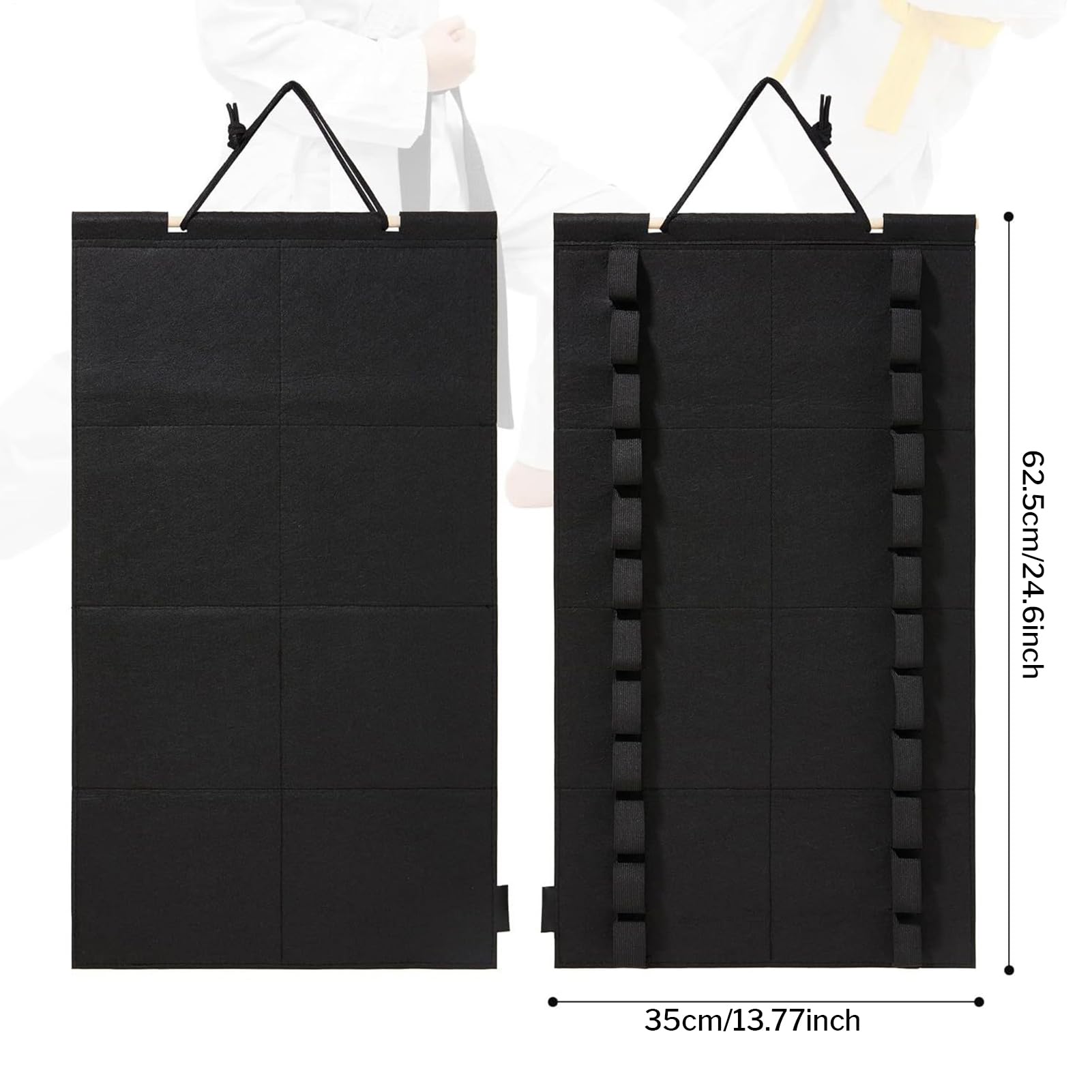 Generico Espositore Cinture - Porta Cinture Jujitsu in Feltro da Parete | Accessorio per Arti Marziali Portacinture da Parete Risparmio Spazio per Porte e Camera