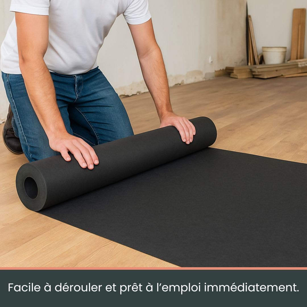 Bache Protection Peinture 300 g/m² gris/gris, Rouleau Protection Sol 35 m², Revêtement De Sol Chantier, Alternative Polyane Rouleau Pour Rénovation Intérieure