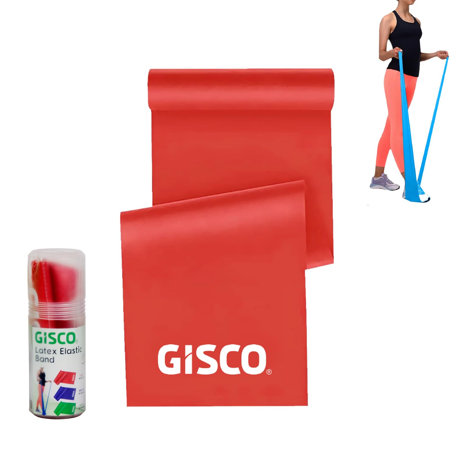 GISCO Resistance Bands for Workout (Light Red) | Pilates & Exercise Bands for Women and Men | Latex Thera Bands for Home Gym, Stretching, Yoga, Fitness & Strength Training-picture-27