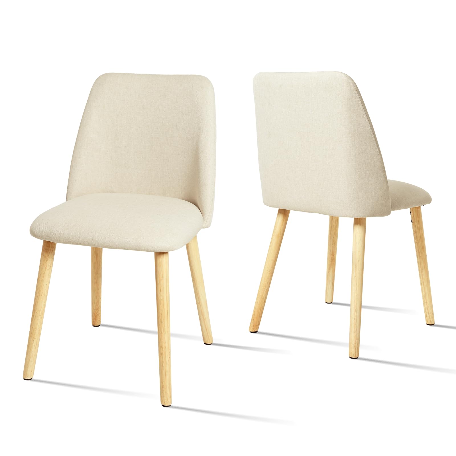 Juego de 6 sillas de Comedor con Patas de Madera y tapizadas de poliéster, para Comedor, Cocina, Oficina, Crema