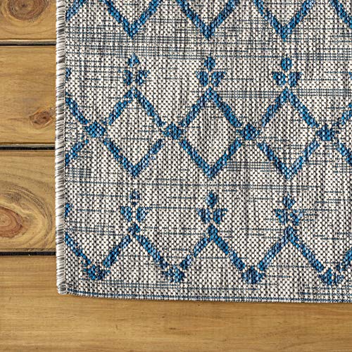 Jonathan Y Smb108A-3 Ourika Moroccan Geometric Textured Weave Indoor Outdoor Area Rug, Bohemian, Rustic, Scandinavian Easy Cleaning,Bedroom,Kitchen,Backyard,Patio,Non Shedding, Light Gray/Navy, 3 X 5 #TOP4