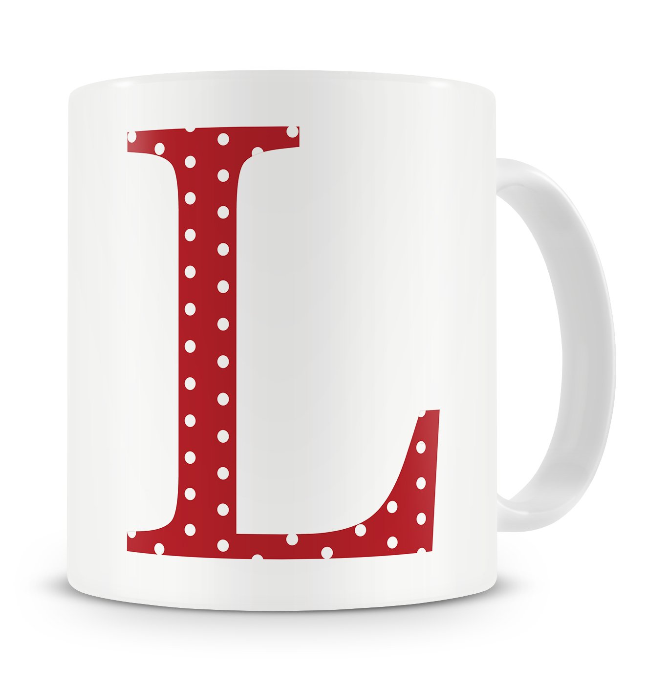 Givagift Red Letter “L” Mug – Letter L Mug, G Letter Mug, L Mug – Mug Gift/Present – Polka Dot Style – Modern/Cool/Trendy Style Mug (Red)