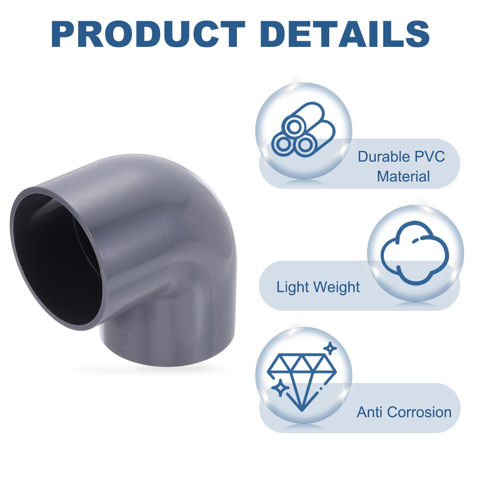 PATIKIL Gomito A 90 Gradi Per Condotti Da 5" OD, 2 Pezzi Adattatore Per Tubi Flessibili Asciugatrice PVC Plastica Per Sistemi Di Ventilazione O Tubi Diritti DIY Casa Fabbrica, Grigio