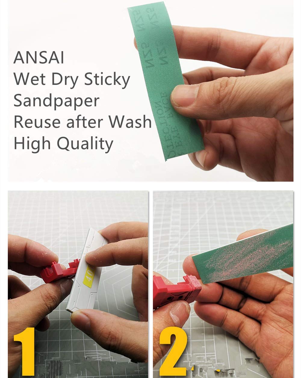 Hobby Model Tools Abrasive Waterproof Wet/Dry Washable Reusable Adhesive Sandpaper Assorted Grit 400/600/ 800/1000/ 1200 (125 pcs)