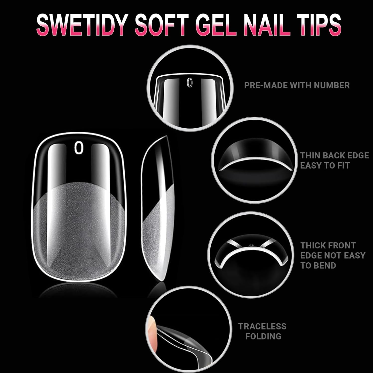 Square Fake Nail Tips. 600pcs Medium Pre-shape Clear Soft Gel False Nails Tips Full Cover Acrylic Half Matt French False Nails For Press On Nail Extension. Home DIY Salon 15 Sizes