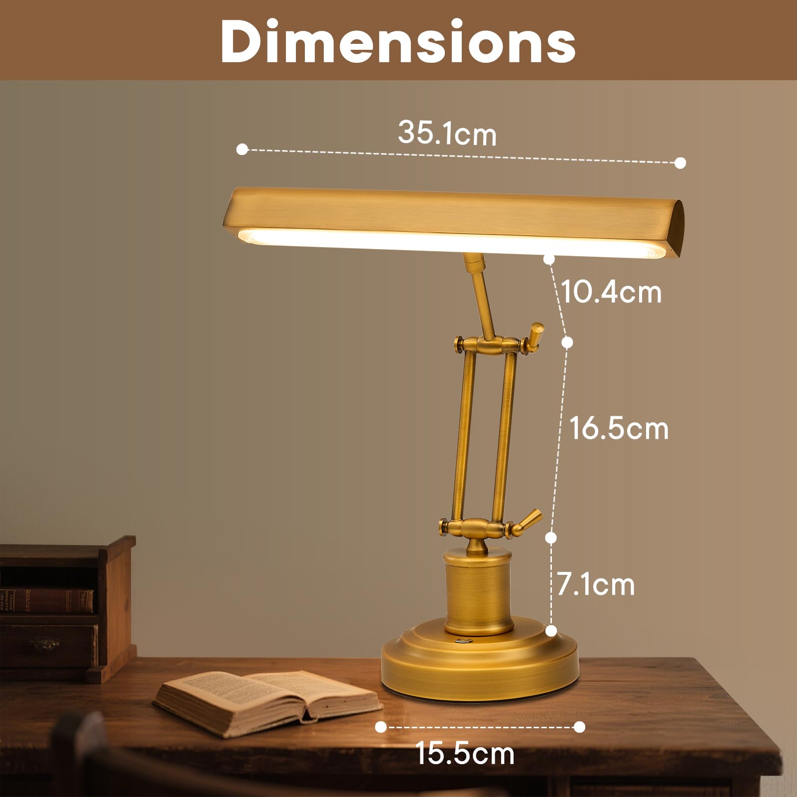 Lampe Piano Piano LED – Lampe de Piano Réglable avec Bras Ajustables, Contrôle Tactile & CRI≥95, Lampe Dorée Anti-Éblouissante pour Piano Vertical, Grand Piano & Bureau