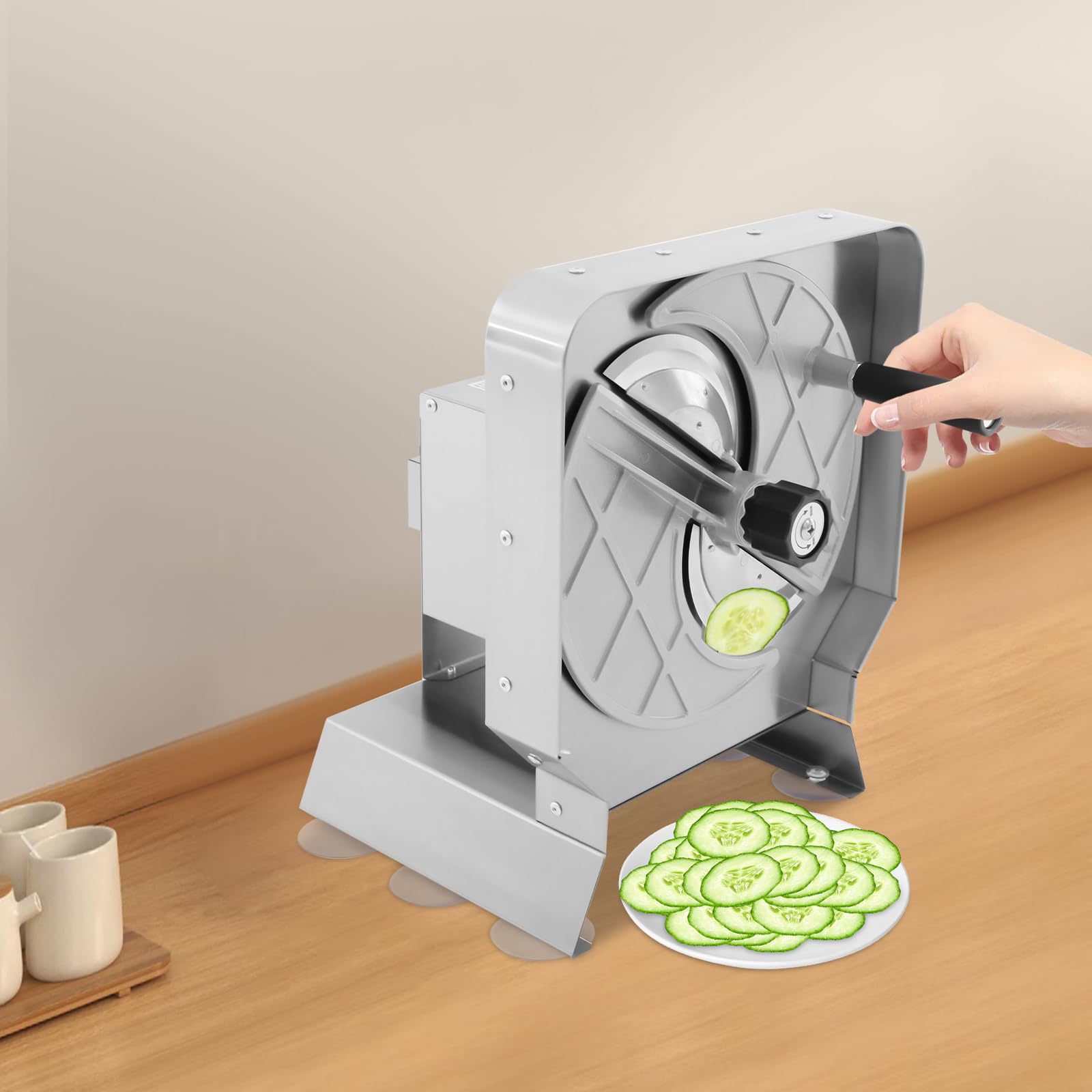 Affettatrice manuale per verdure e frutta, 1-10 mm di spessore (4R) | Affettatrice regolabile in acciaio inox per patate, arance, mele, cetrioli, limoni