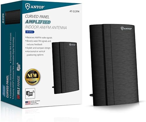 Miniatura 5 de Solarcon ANTOP Antena amplificada AMFM, antena de radio interior para radio estéreo universal, señales de audio RF, receptor de transmisión AT-212FM