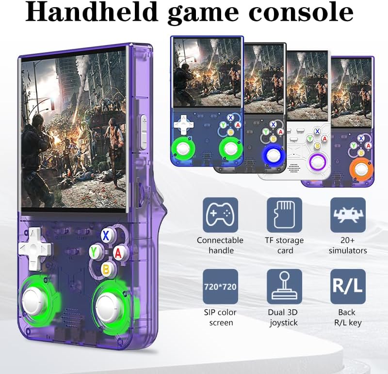 R36 Ultra Retro Handheld Game Console, with 128G Built-in 40000+ Games, 3000mAh Rechargeable, Support 20+ Simulators, Linux System, 4.0 Inch IPS Screen Portable Pocket Arcade (Transparent Purple) - Image 2