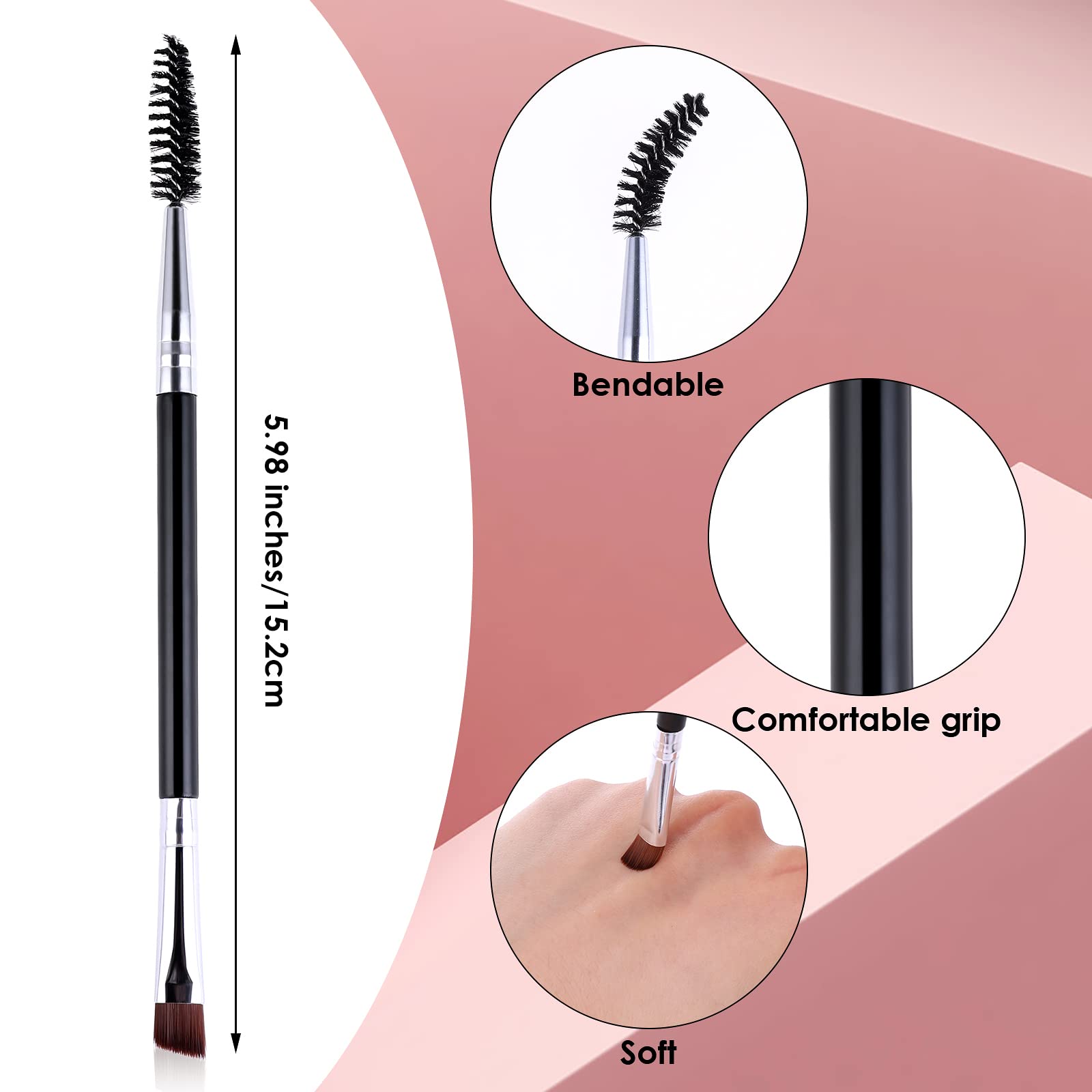 Spanking Eyebrow Brush Double Angled Eye Brow Brushes Ultra Thin Eyebrow Brush Professional Spoolie Brush Makeup Tool for Women Girl Makeup Artist Stylist - Image 2 thumbnail