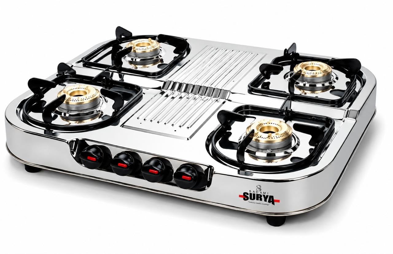 Stainless Steel LPG Gas Stove 4 Burners | ISI Certified Manual Ignition 4 Burner Gas Stove | High Powered Brass Burners | 2 Year Manufacturer's Warranty-image-45