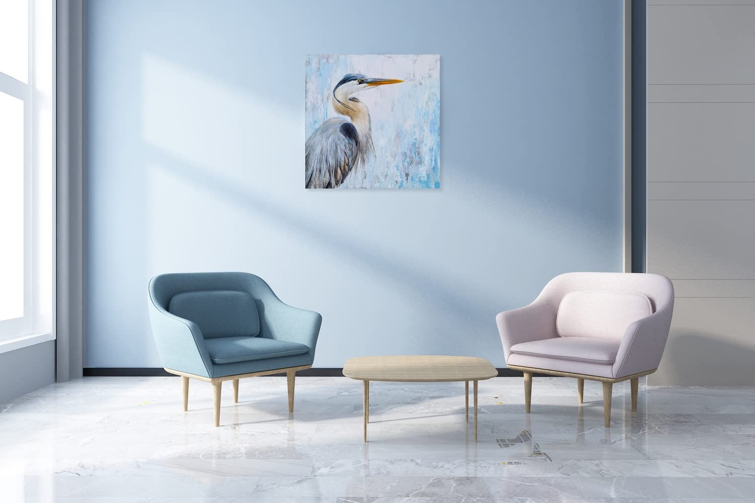 SyGALLERIER Tela artistica da parete con motivo a uccellini, con disegni moderni a forma di animale, colore verde acqua e grigio, astratti, quadri contemporanei, per soggiorno, camera da letto