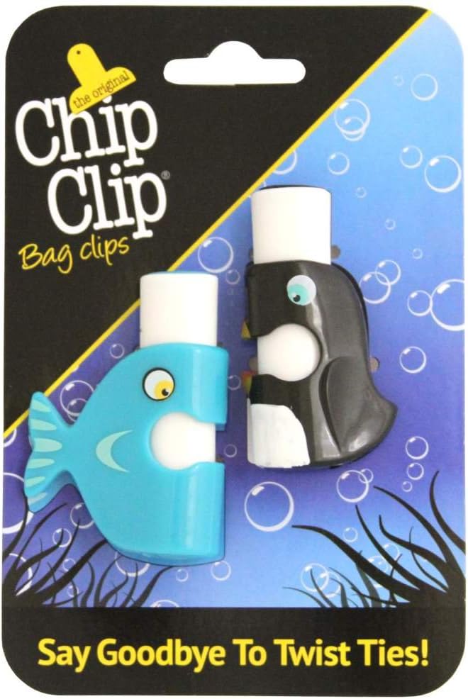 Chip Clip Bag Clips, Push Button Bag Ties in Cute Shapes Set of 2 (Sea)