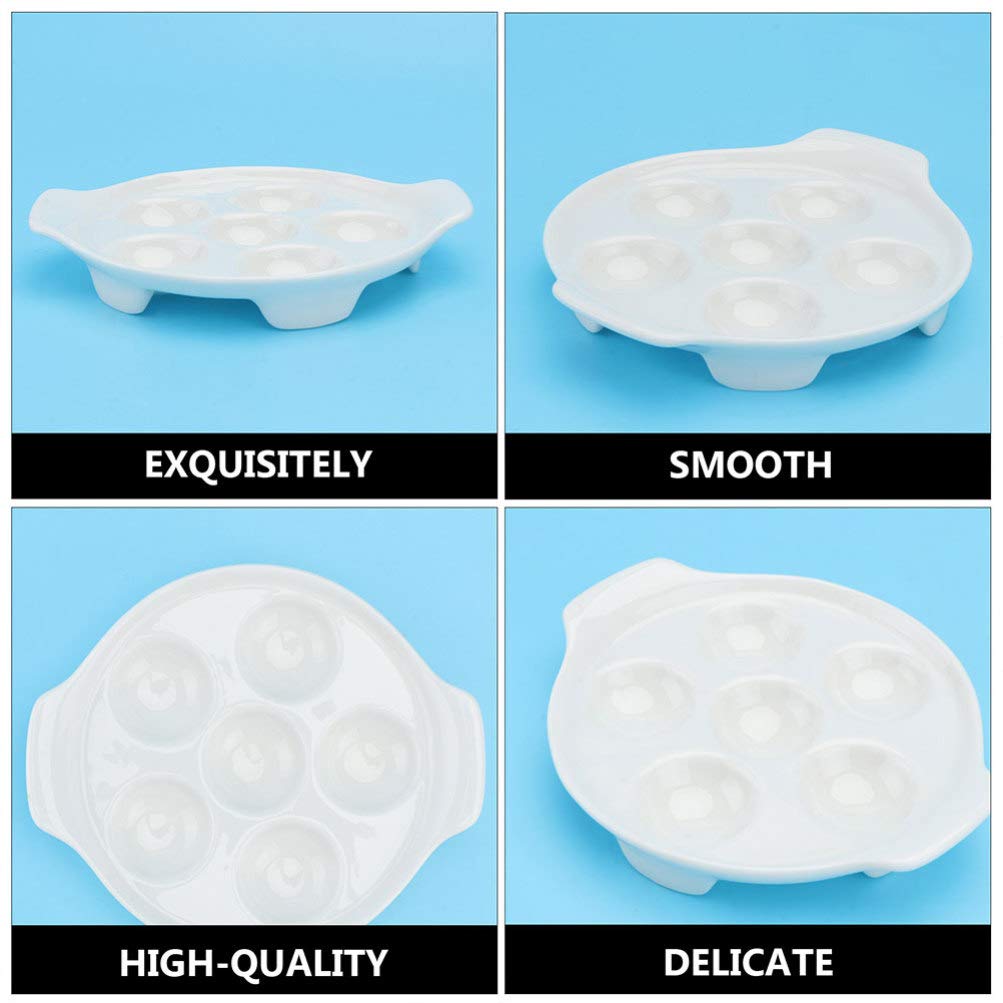 YARNOW, 2 pezzi in ceramica per lumache, 6 fori, ciotola per lumache e abalone, padella per lumache, piatto per hotel, ristorante