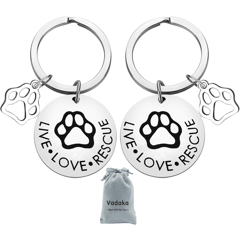 Pet Owner Gift Keychain Pet Lover Gift Dog Adoption Gift Jewelry for Pet Rescue Live Love Rescue Keychain Pet Jewelry Adoption Jewelry for Dog or Cat Owners Stainless Steel Keyring
