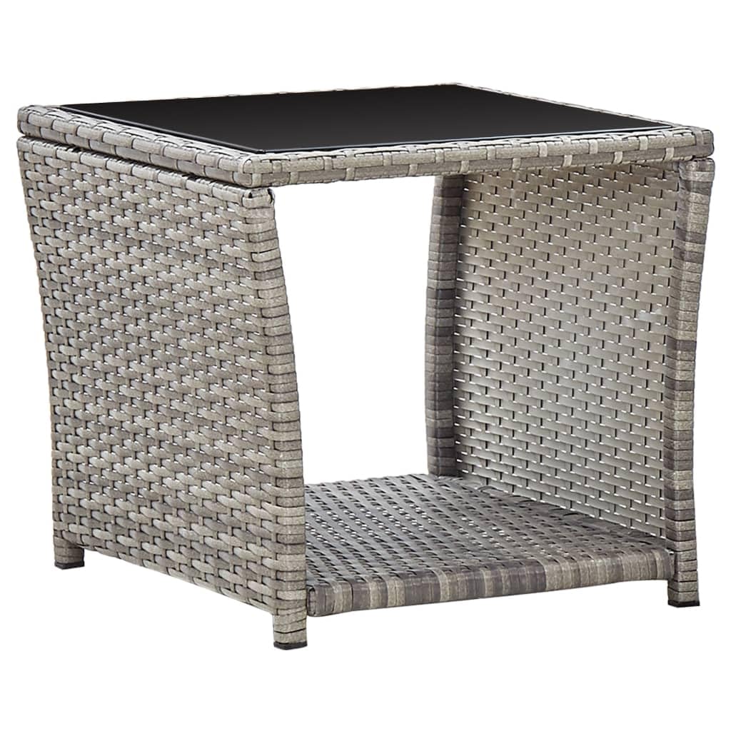 Set da Pranzo Giardino 3 Pezzi con Cuscini Polyrattan Grigio