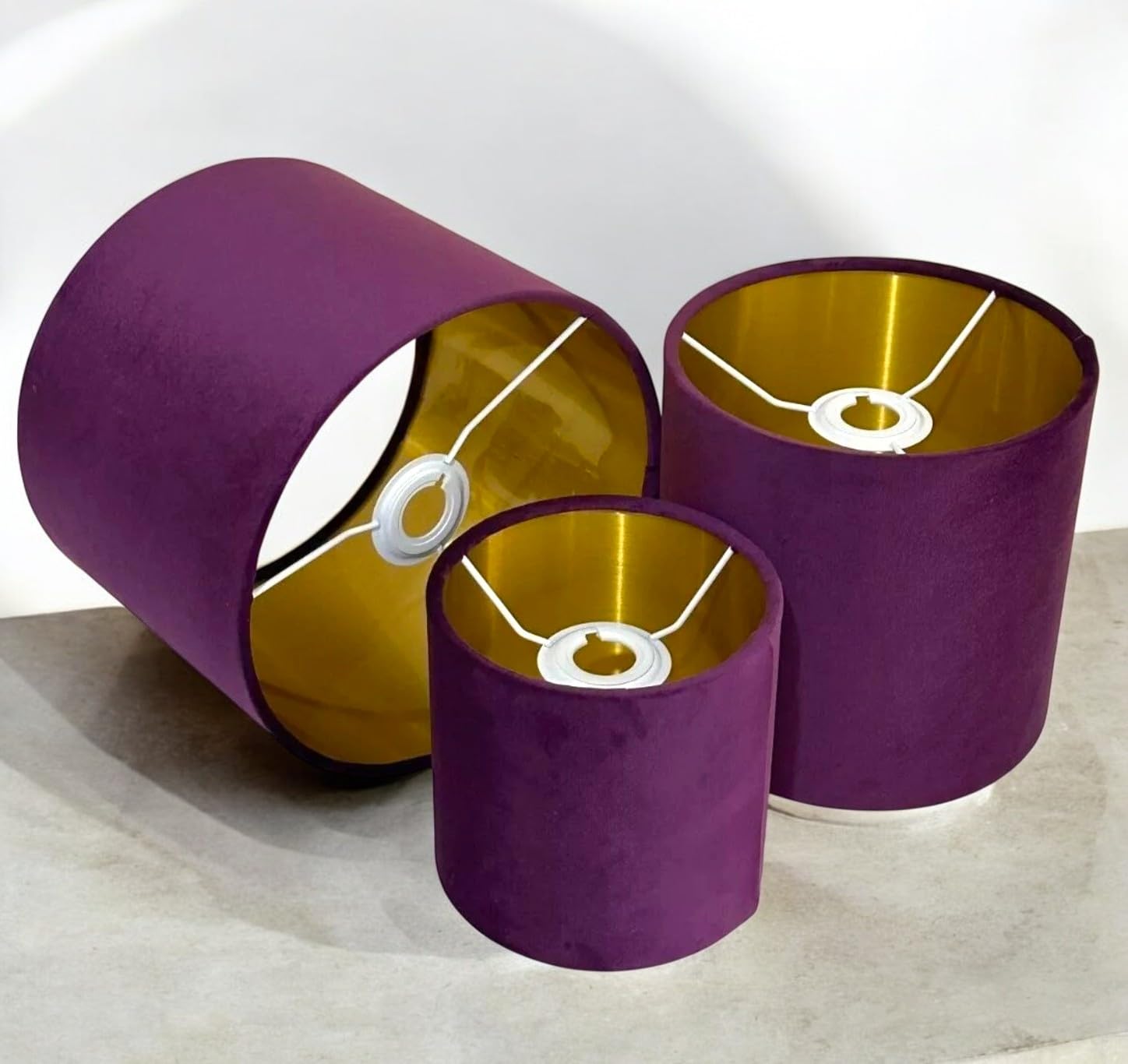 Plush Velvet Lampshade for Ceiling Shade, Table, Floor Lampshade with Brushed Gold Lining Handmade in The UK. (Mustard, Diameter 45 x 24cm Height) - 4