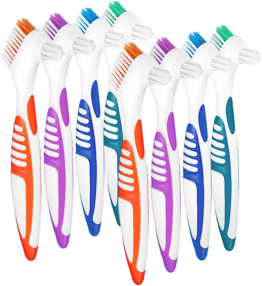 8pcs Double-Sided Toothbrush for Dentures Portable Cleaning Brushes and Efficient Travel Toothbrushes for Braces and Outdoor Use