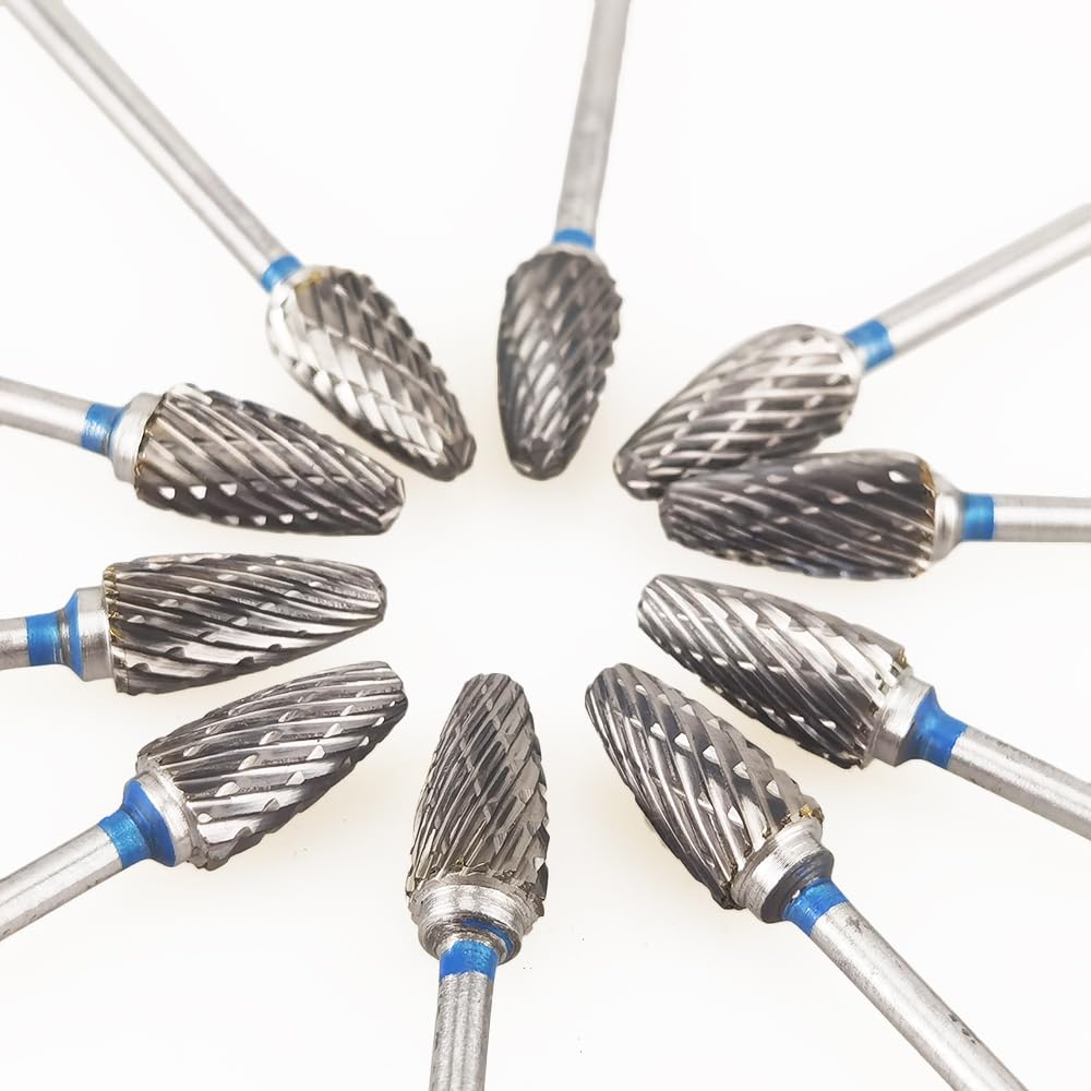 Airgoesin 10pcs Cutting Burs Drill Polisher Cutter Tungsten Carbide, 2.35mm HP Shaft Shank Plaster Alloy Acrylic Polishing Cleaning Grinding