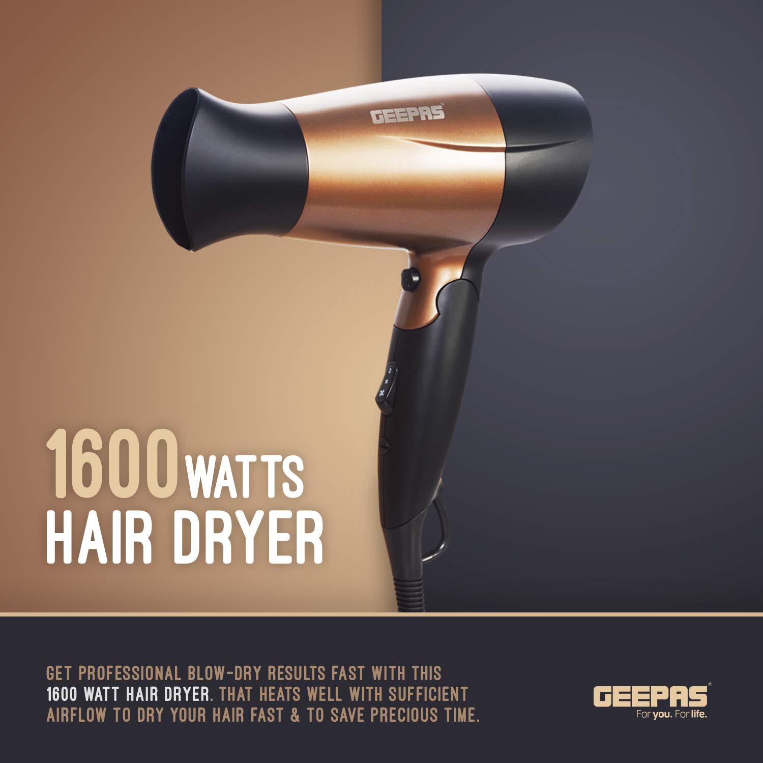 Geepas 1600 Watt Foldable Hair Dryer - Gh8642, Gold : Buy Online at Best Price in KSA - Souq is now Amazon.sa: Beauty