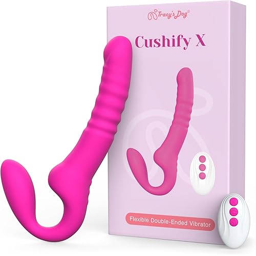 Tracy's Dog Vibrator Thrusting Dildo Sex Toys, Remote Control Strapless Strap-On Dildo for G-Spot, Anal Toys with 7 Vibration & 7 Thrusting Modes, Double-Ended Dildo for Women Lesbians (Cushify X)