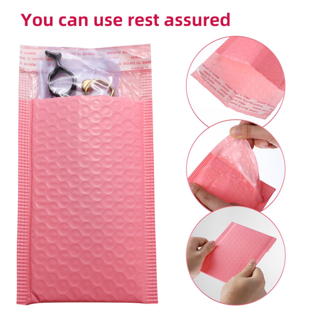 Enveloppes à Bulles Roses 100 Pièces en Pe pour Expédition