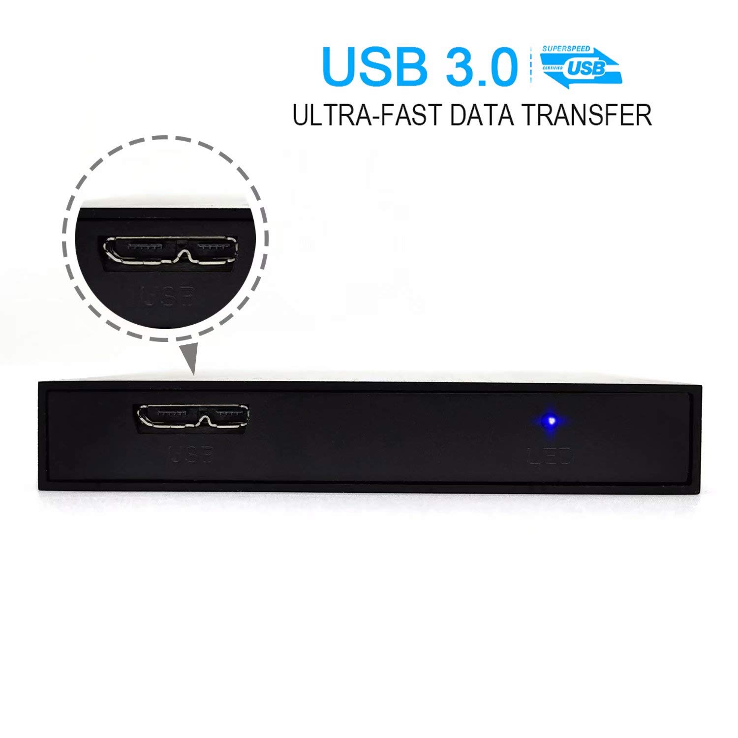 HWAYO Disco duro externo portátil ultradelgado de 6.3 cm HDD de 1 TB, almacenamiento USB 3.0 para consola Xbox One, PC, portátil, MacBook (plateado)