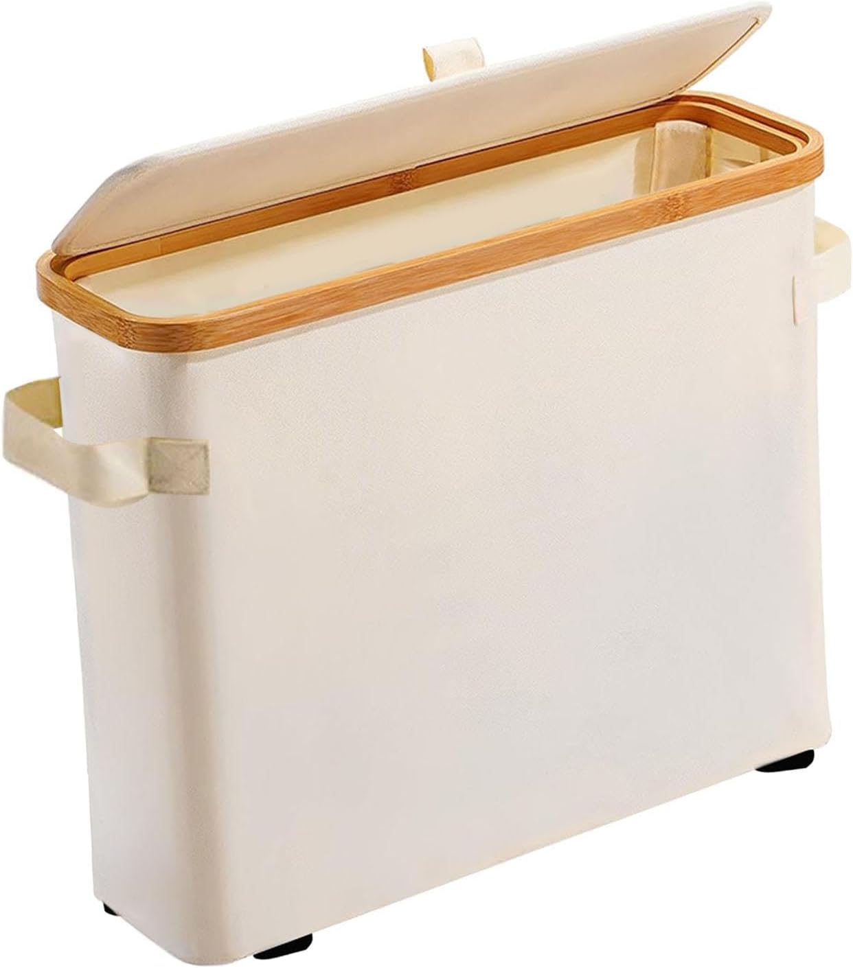 Fenteer Bamboo Toilet Paper Basket Storage with Lid and Handle, Toilet Roll Storage Box, Free Standing Toilet Paper Holder Stand for 12 Rolls, Paper Organizer for Bathroom Kitchen, Style A(Beige)