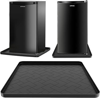 Mini Fridge Silicone Mat,19.7''x19.7''x0.5''-Fridge Drip Tray Concave and convex design is leak-Proof and Non-Slip Perfectly Compatible with Washer, Dryer, Wine Cooler, Dishwasher ect. (Black)
