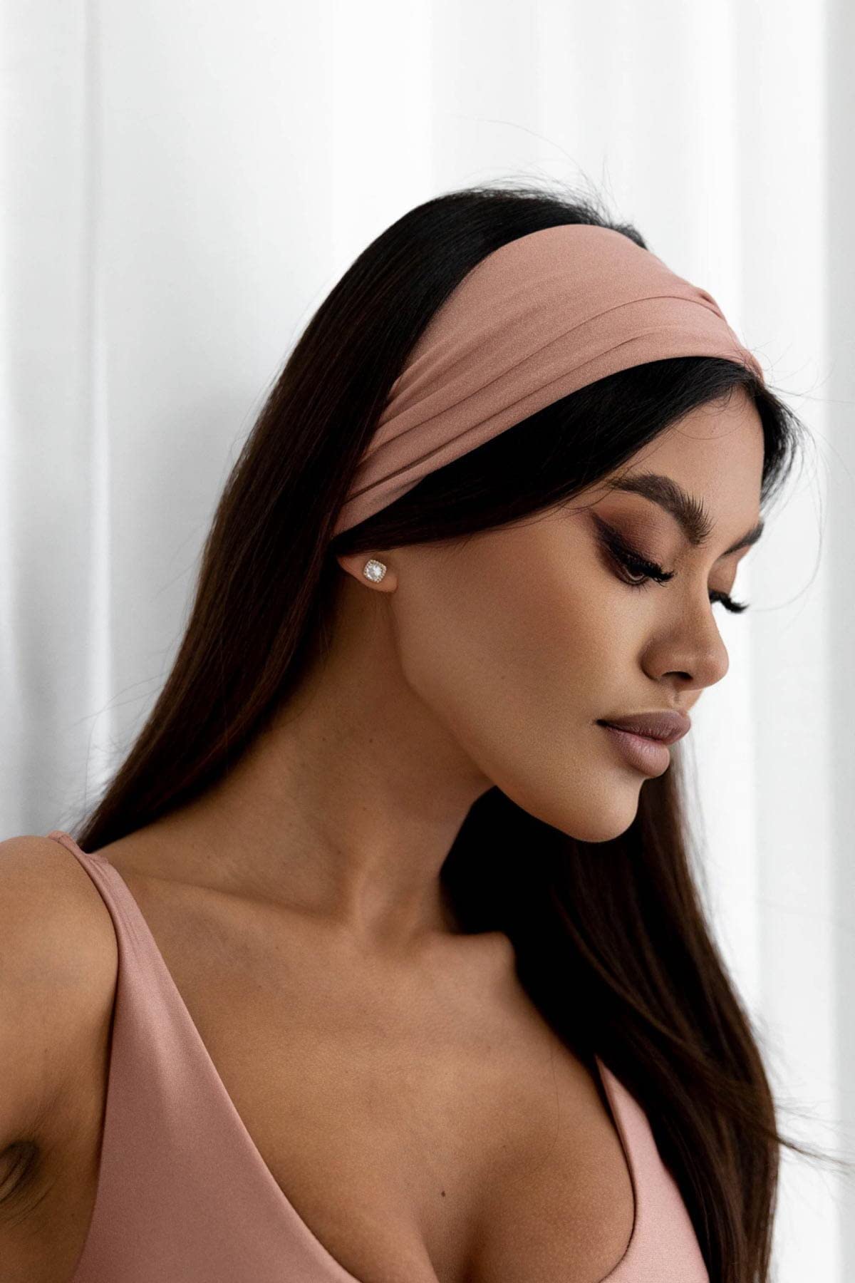 Headband Women's Wide Elastic Soft Hair Band Headband Banda Nero Black (Dusty Pink, One-size-fits-all) - Image 3