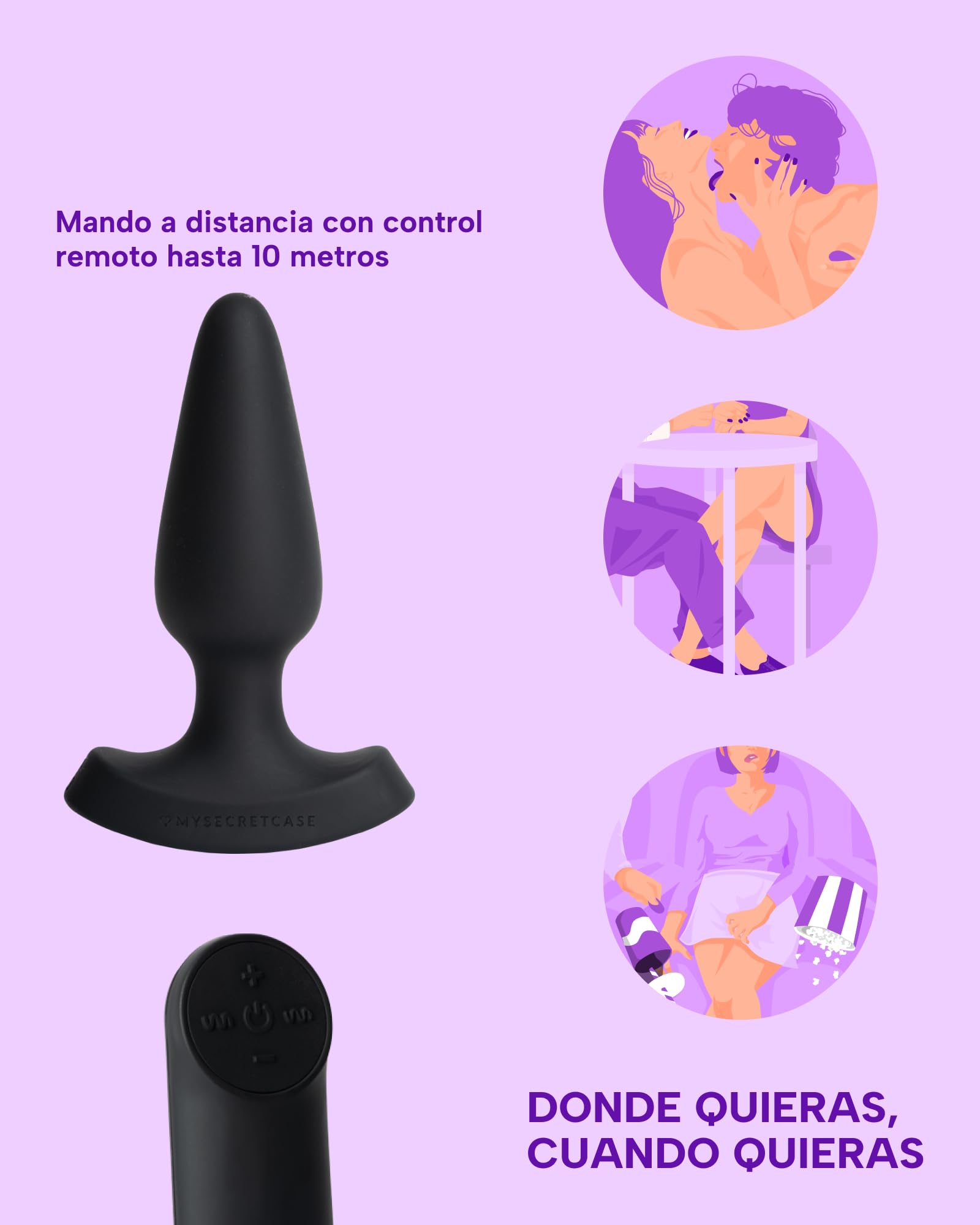 MySecretCase Plug Anales,Con Luz 7 Vibraciòn y 4 Intensidad Plug con Vibración y Control Remoto Vibrador Anal Butt Plug Brinquedos Sexuais Para Casais Juguetes Sexuales Consolador Mujer Consolador Hom